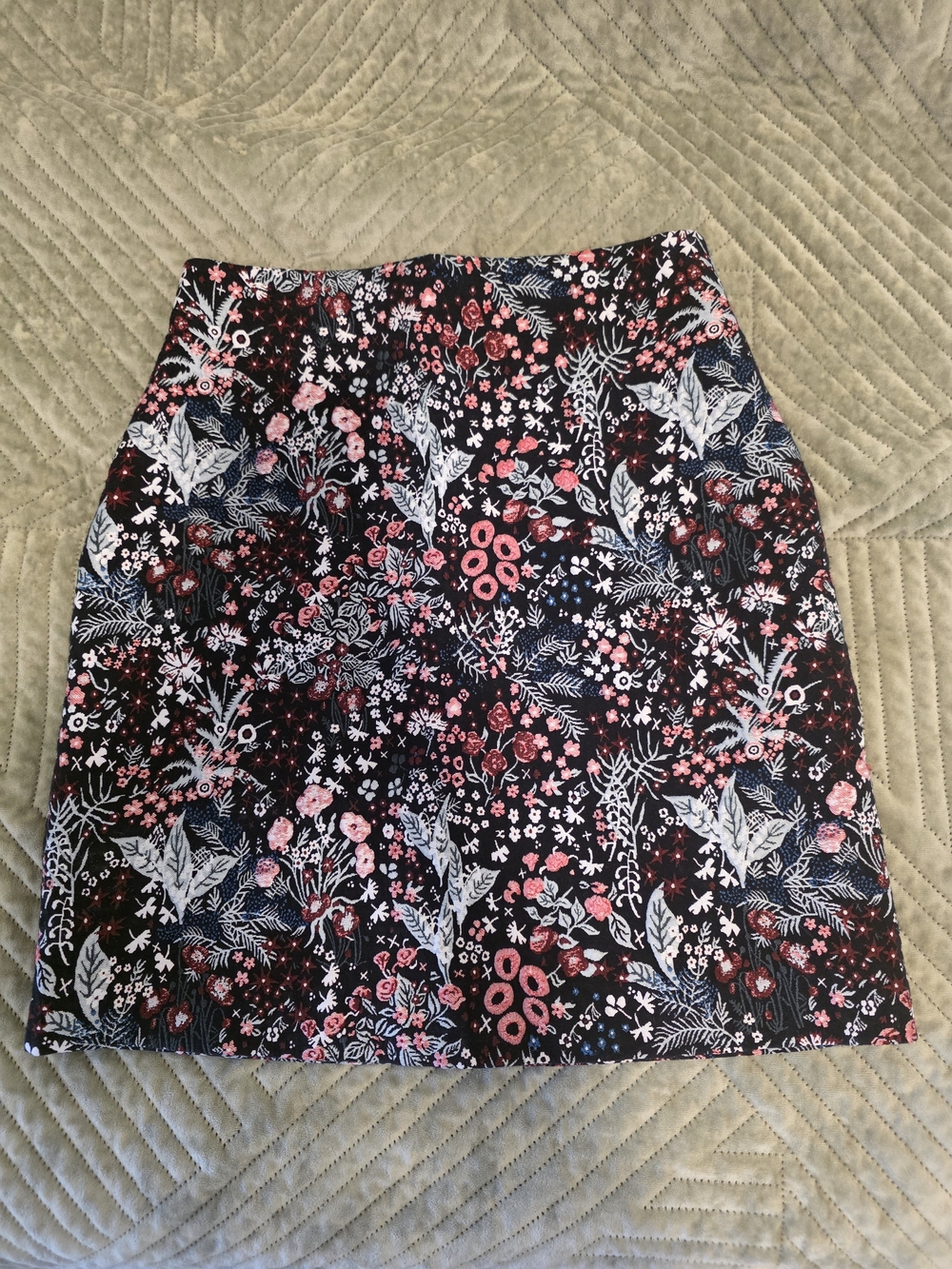H&M Black Pencil Skirt with Pink and White Floral Print